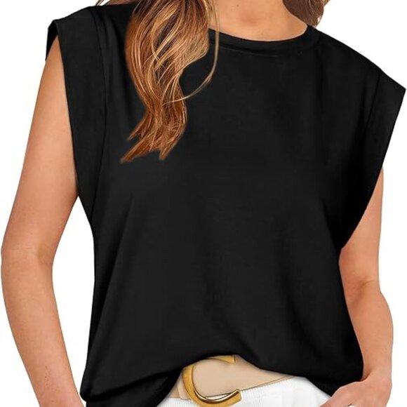 Cap Sleeve Tops for Women, Business Casual Tank, BLACK, Size Medium - Picture 6 of 6
